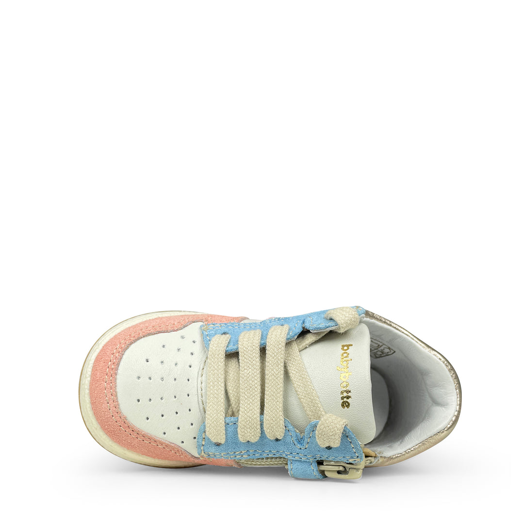 Sneaker wit, roze, blauw en glitter