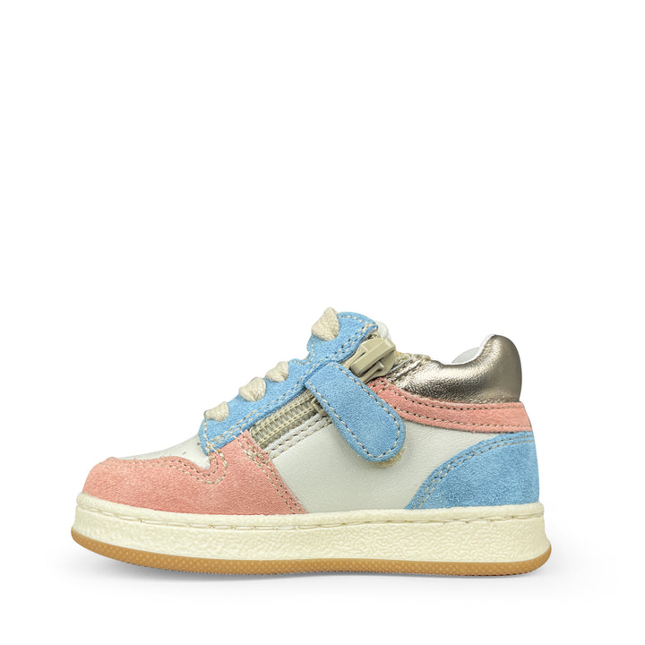 Sneaker wit, roze, blauw en glitter
