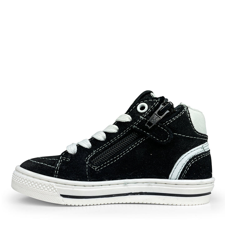 Halfhoge sneaker zwart met wit
