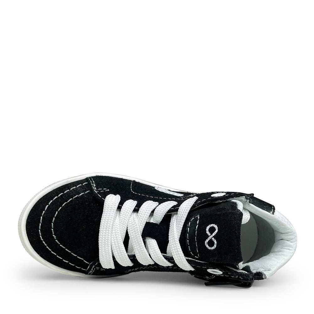 Halfhoge sneaker zwart met wit