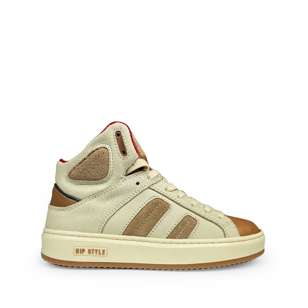 Hoge beige sneaker met bruin