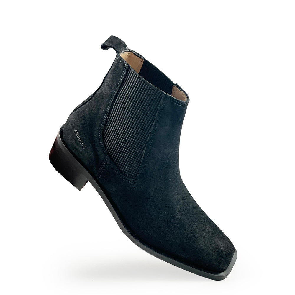 Elegante meisjeslaars Angulus zwart suède – schuine hoek