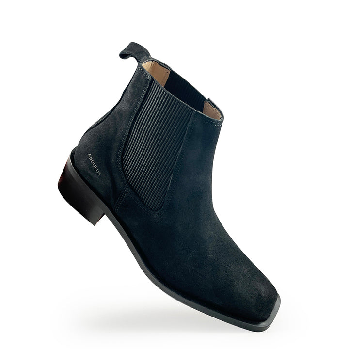 Elegante meisjeslaars Angulus zwart suède – schuine hoek