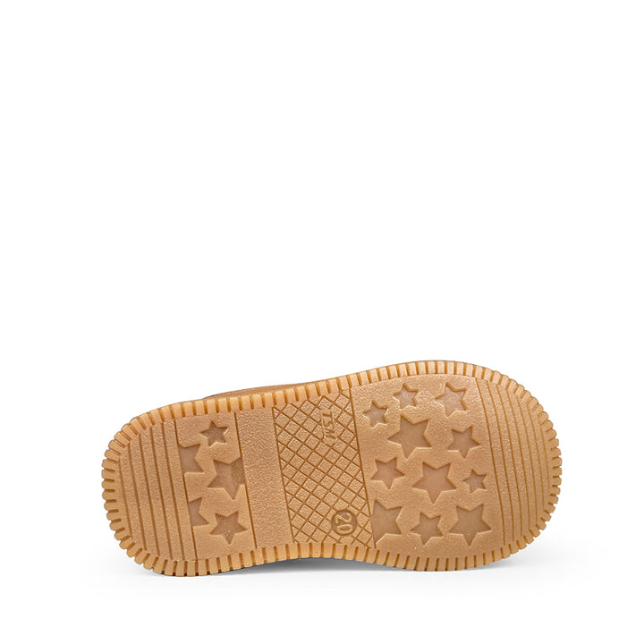 Onderkant van de Romagnoli bootschoen leopard met rubberen zool en sterretjespatroon