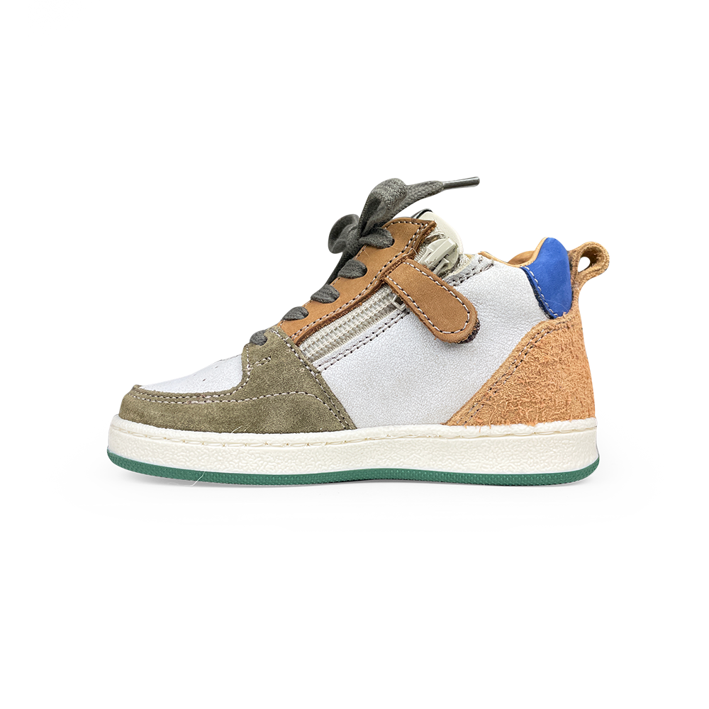 Sneaker met bruin en groen