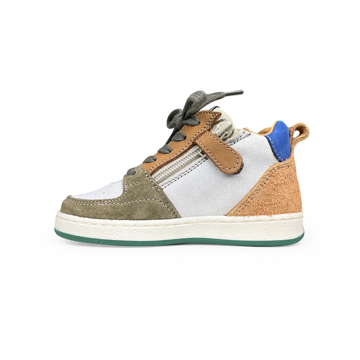 Sneaker met bruin en groen