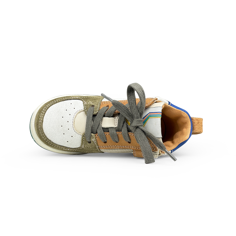 Sneaker met bruin en groen