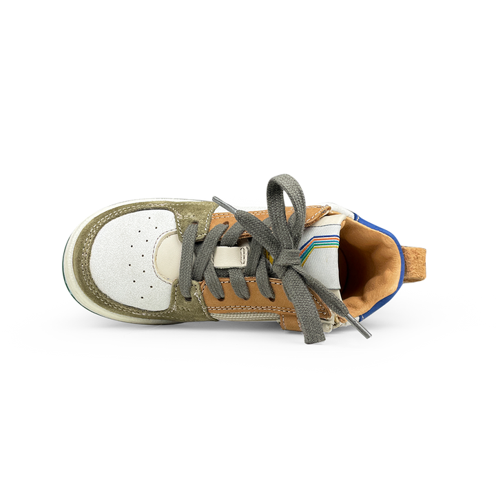 Sneaker met bruin en groen