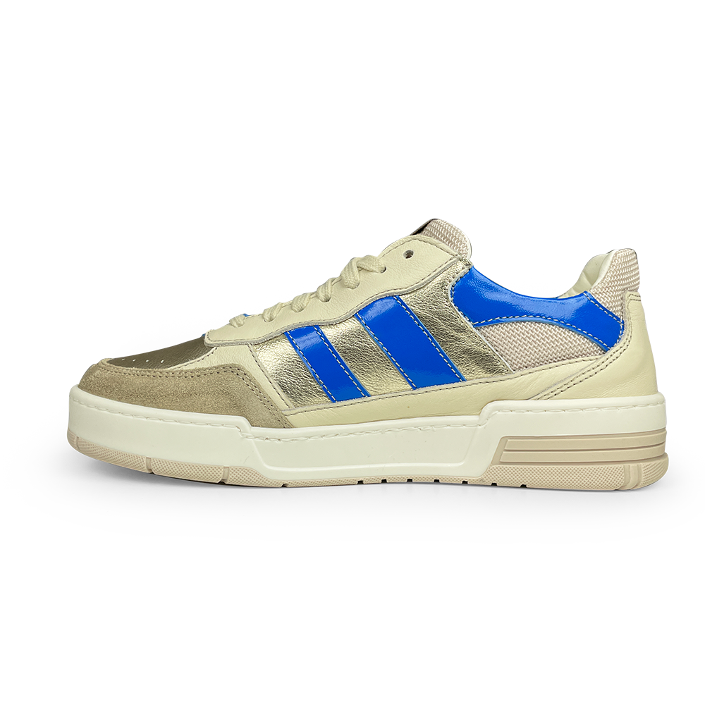 Witte sneaker zilver/blauw