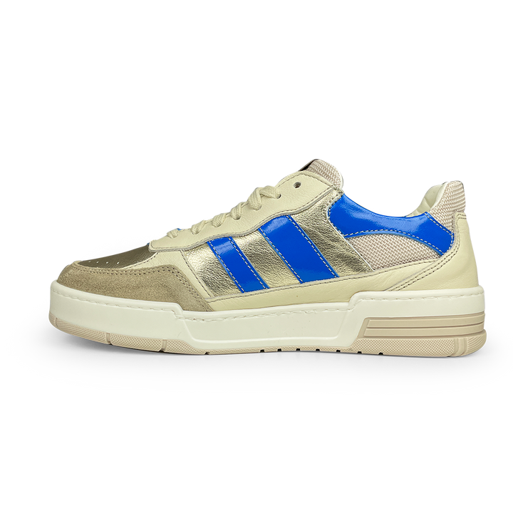 Witte sneaker zilver/blauw