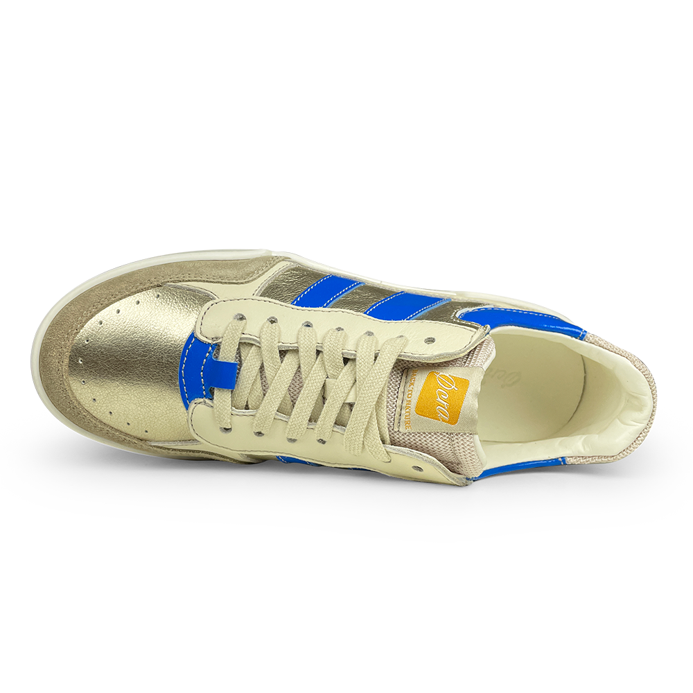 Witte sneaker zilver/blauw