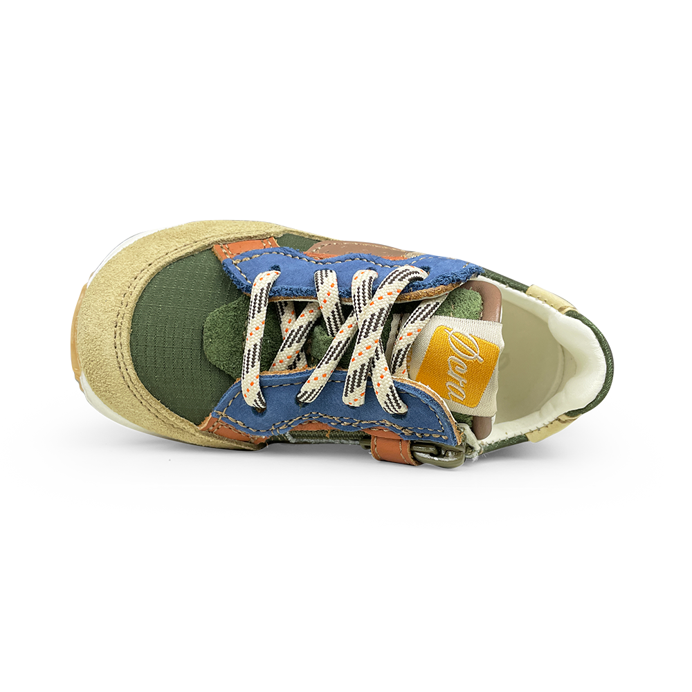 Runner groen, bruin en blauw