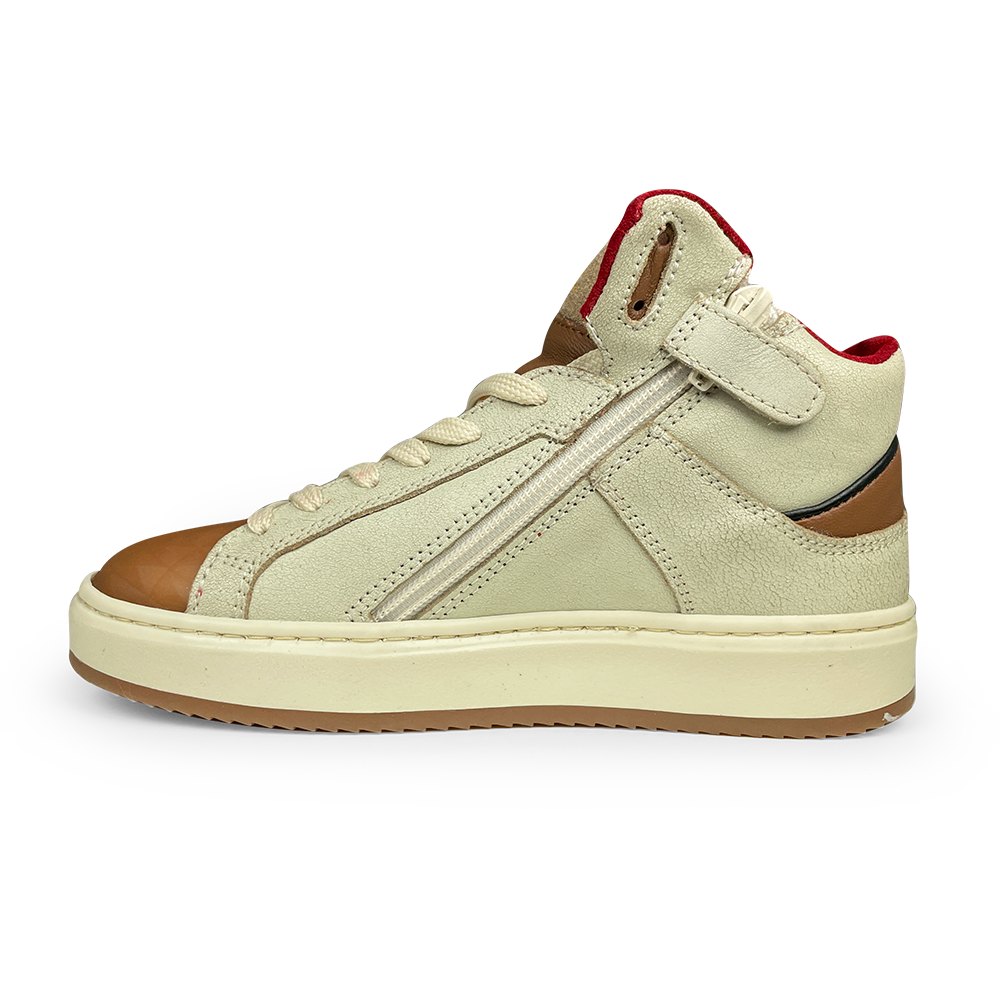 Hoge beige sneaker met bruin