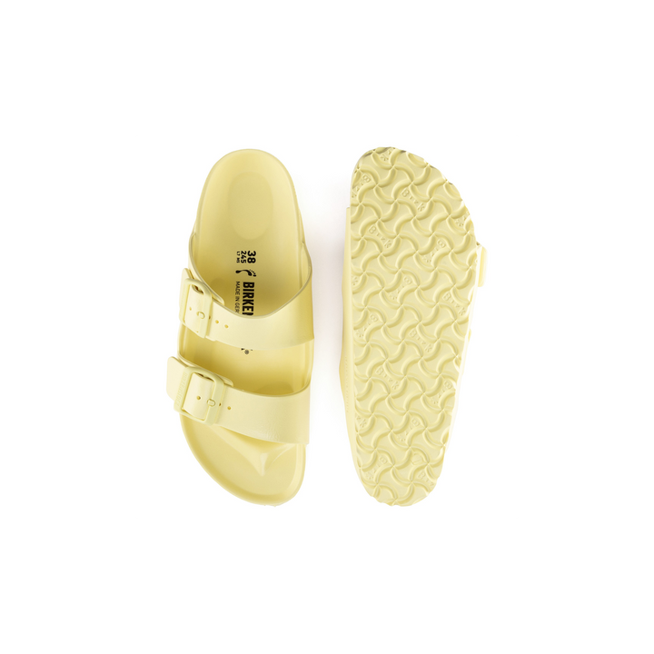 Bovenaanzicht en zool Birkenstock Arizona EVA geel waterbestendige slipper