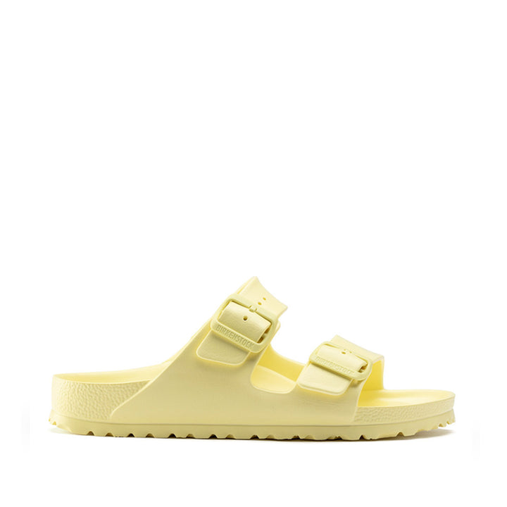 Zijaanzicht Birkenstock Arizona EVA geel waterproof slipper dames en heren