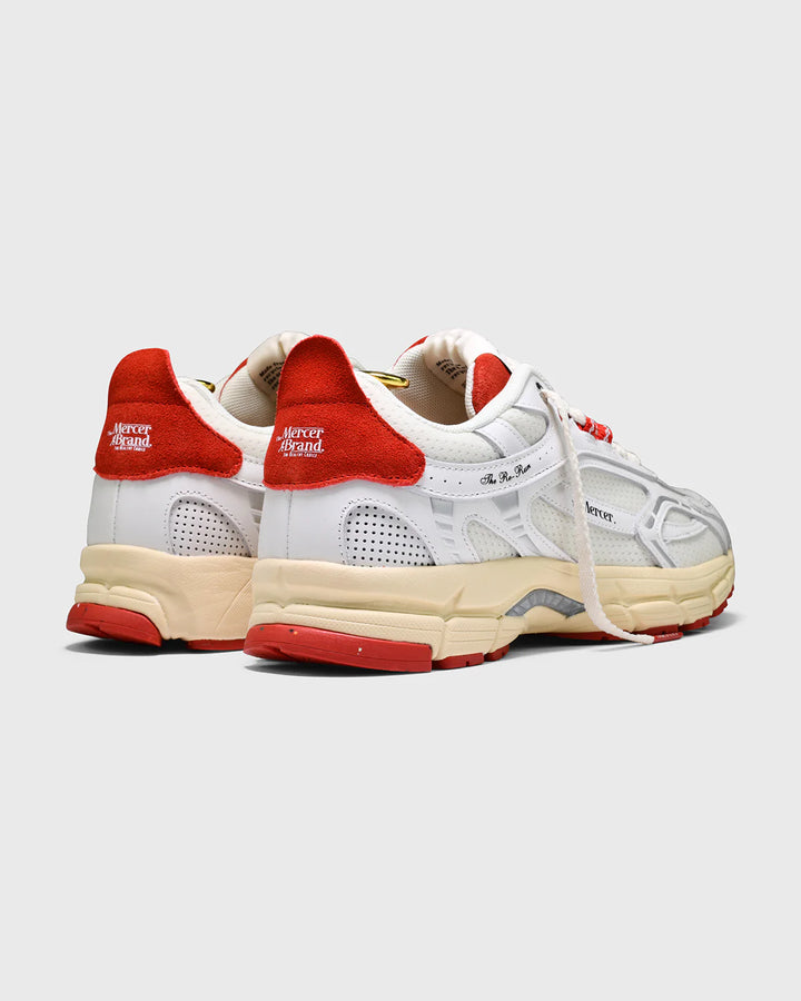 Unisex Mercer sneakers wit met rode details en beige zool, voor tieners en volwassenen