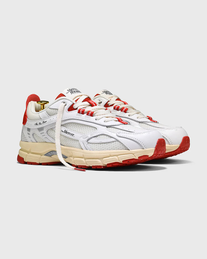 Witte Mercer Re-Run sneakers met rode veters en sportieve look, voor tieners en volwassenen