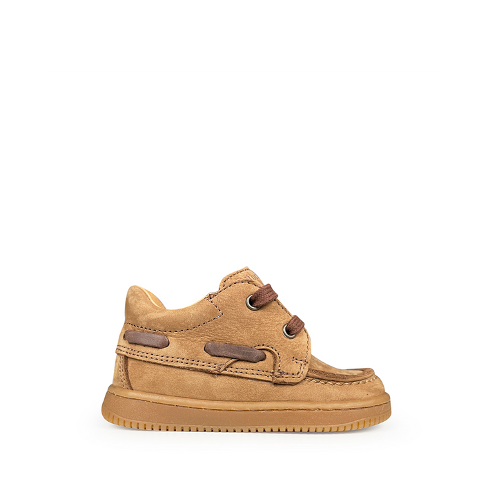 Romagnoli bruine bootschoen voor kinderen, zijaanzicht.