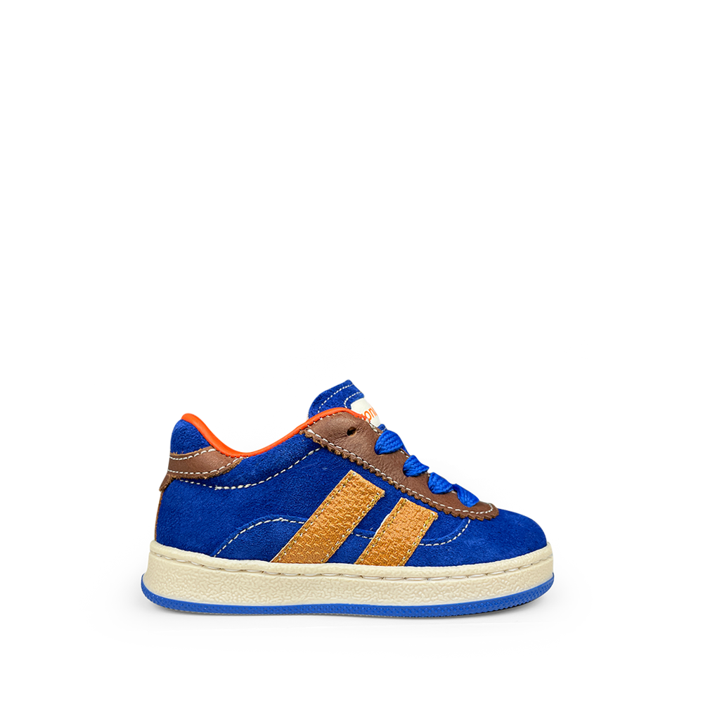 Sneaker blauw en oker