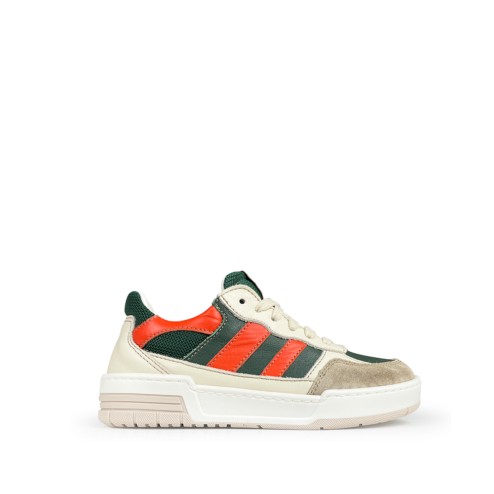 Ocra sneaker wit met oranje en groen