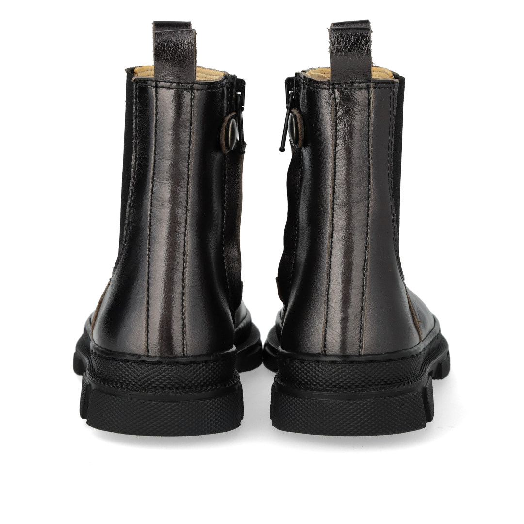 Volledige achteraanzicht van zwarte leren kinderschoenen – Angulus chelsea boots