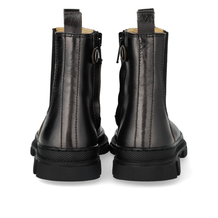 Volledige achteraanzicht van zwarte leren kinderschoenen – Angulus chelsea boots
