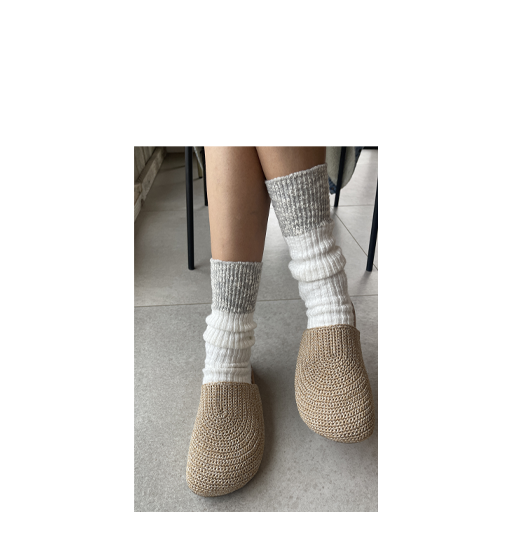 Le Bon Shoppe - color block cotton sock - white/grey