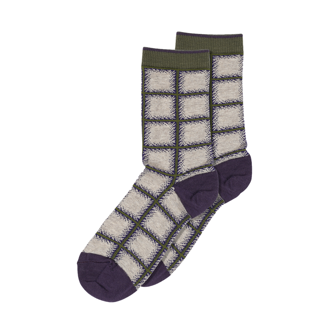 Socks with multi-coloured light brown panels