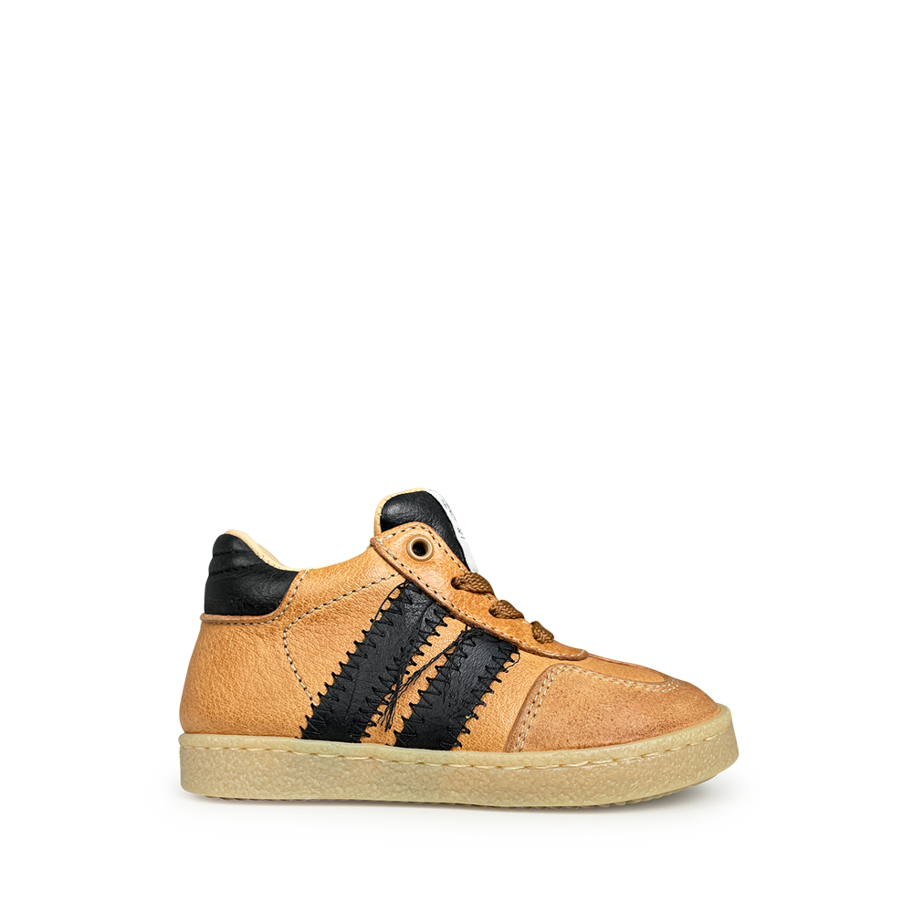 Sneaker bruin en zwarte strepen