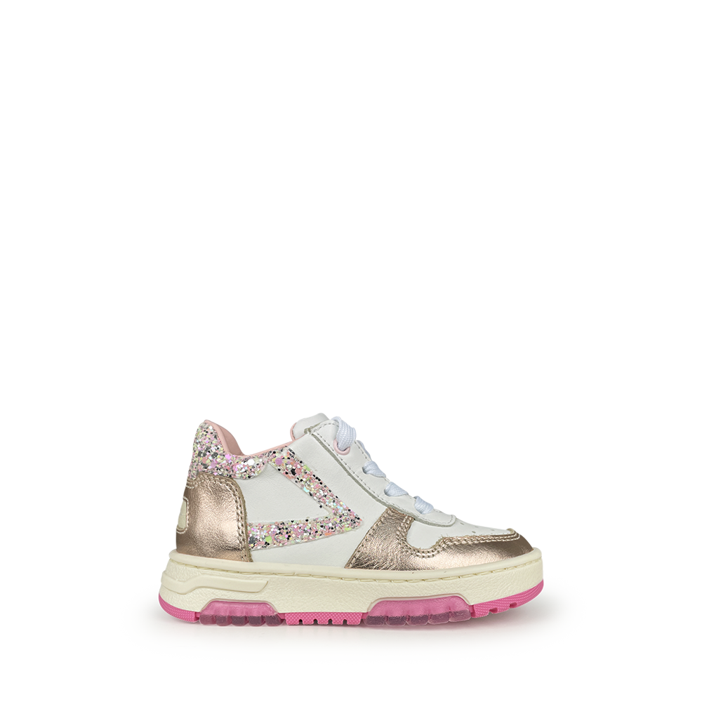 Witte sneaker met roze glitter