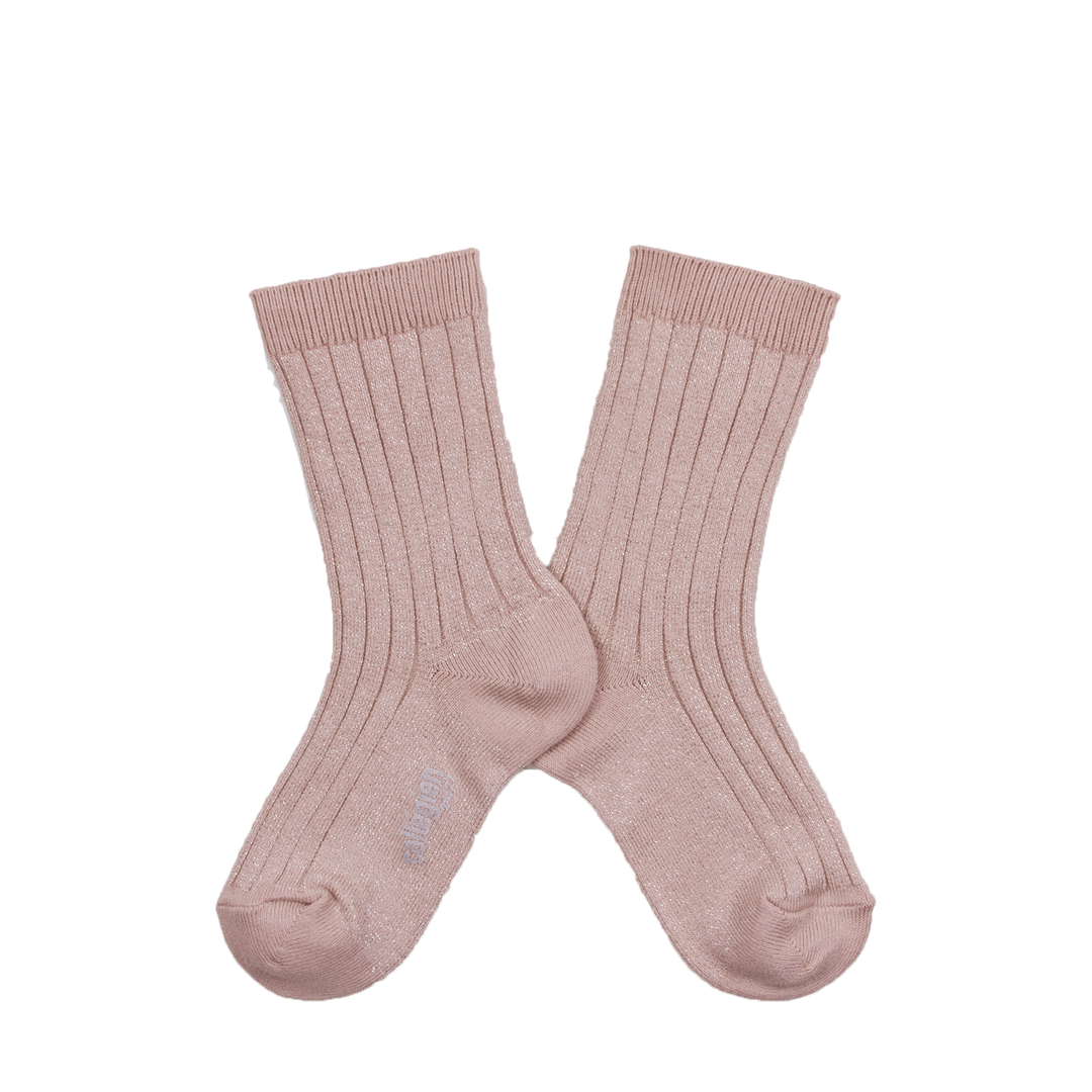 Shiny stockings with silver speckles - Vieux rose