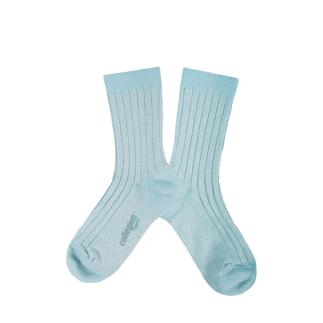 Shiny blue socks with silver speckles - Glacier
