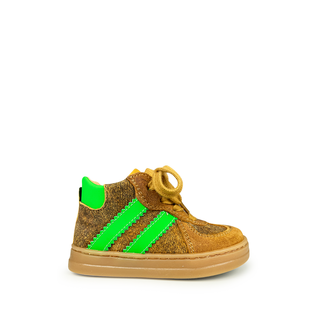 Sneaker bruin met groen