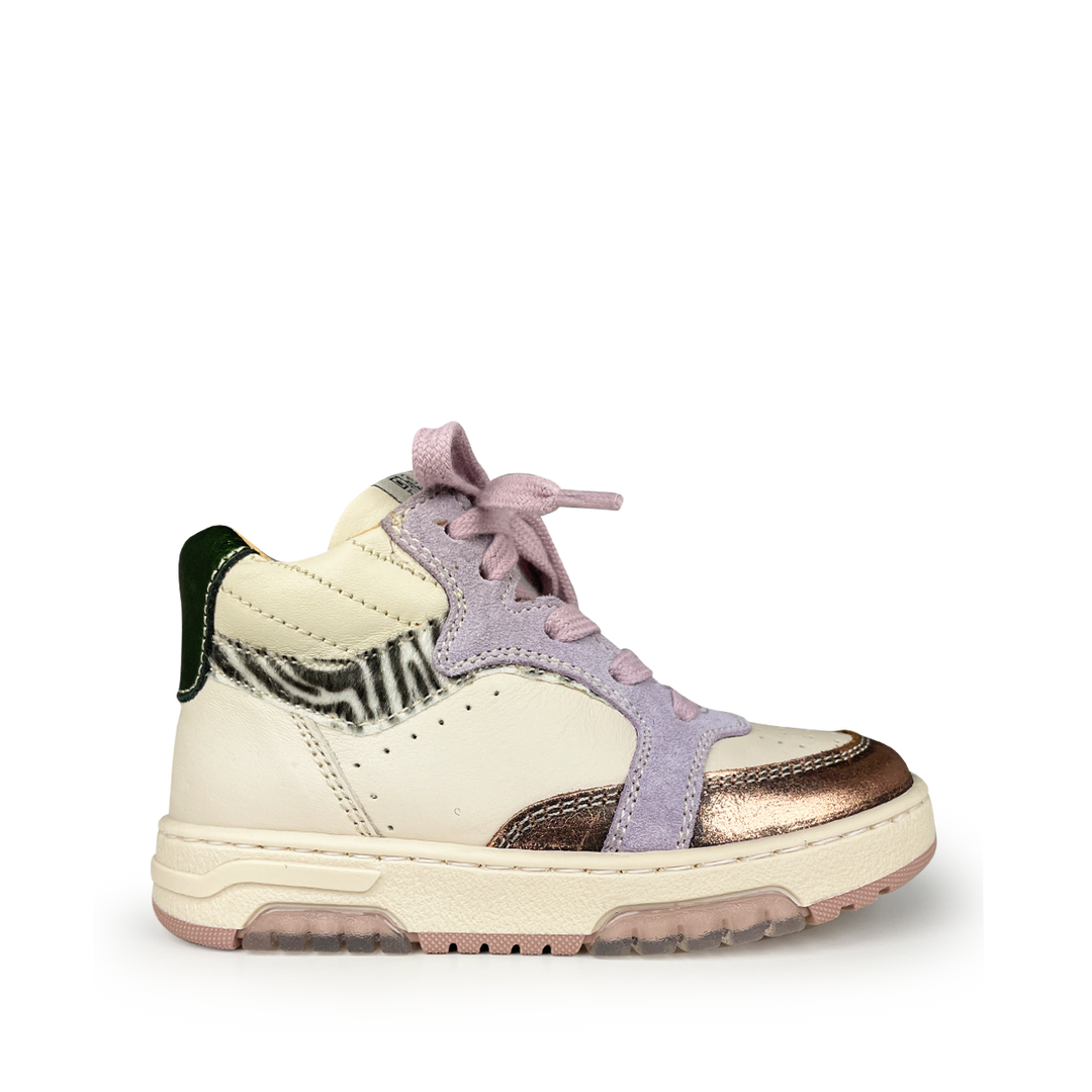 Sneaker wit met zebra en paarse touch