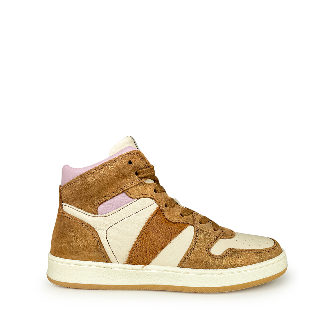 Sneaker wit met bruin