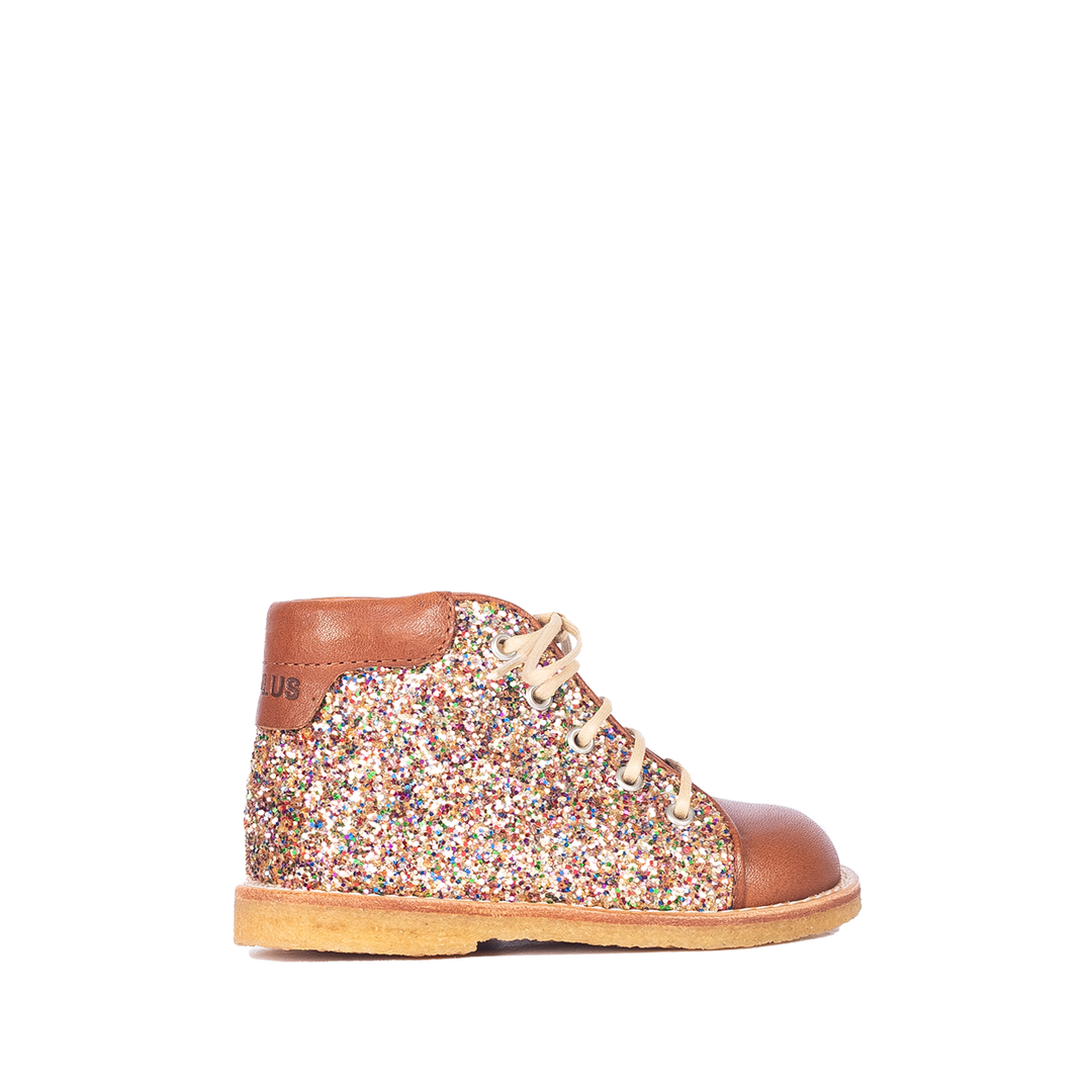 Bottine cognac glitter