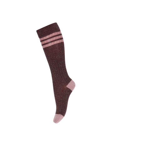 Knee socks Bordeaux with glitter