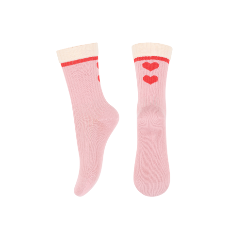 Cotton rib socks pink
