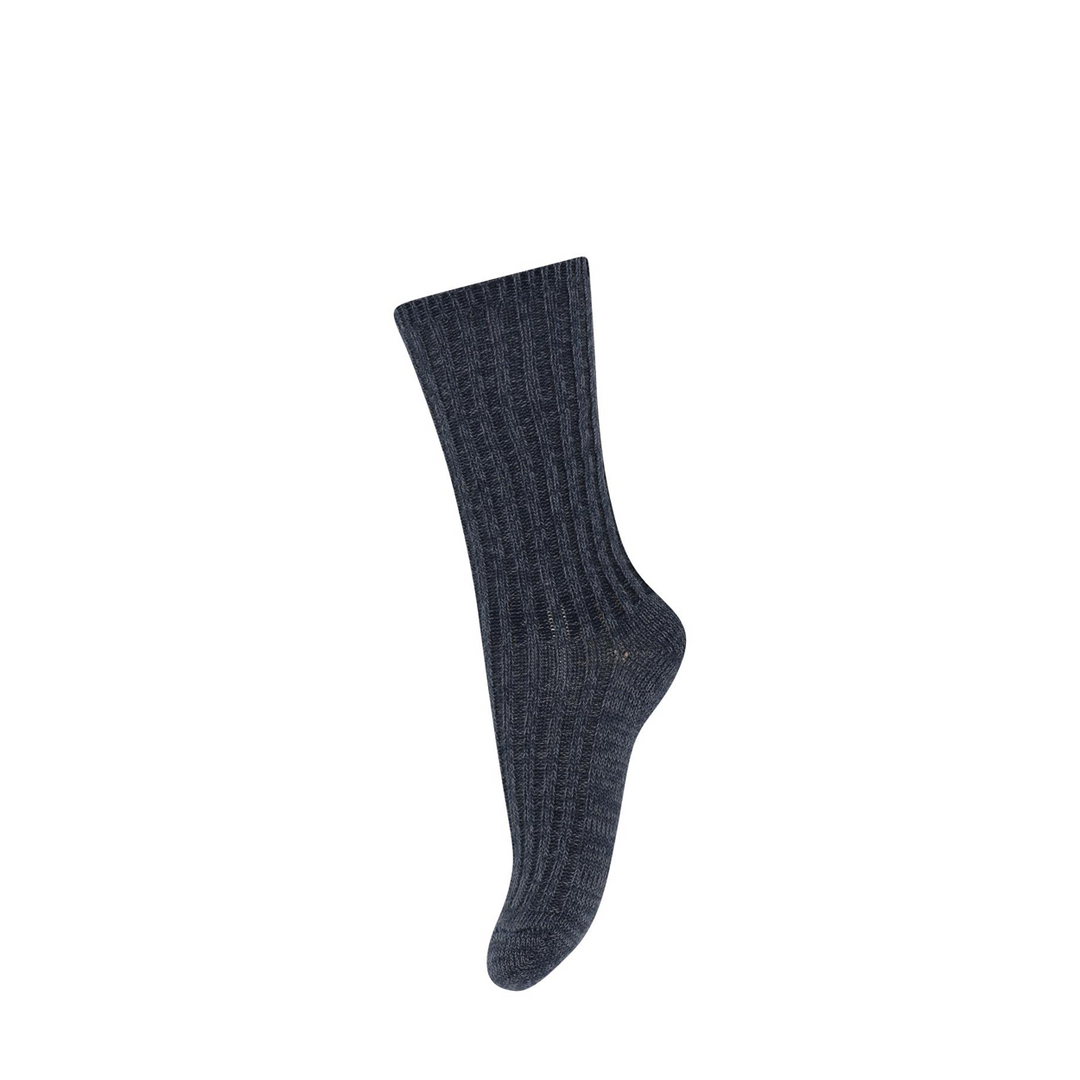 Hoge kous merinowol donker denim