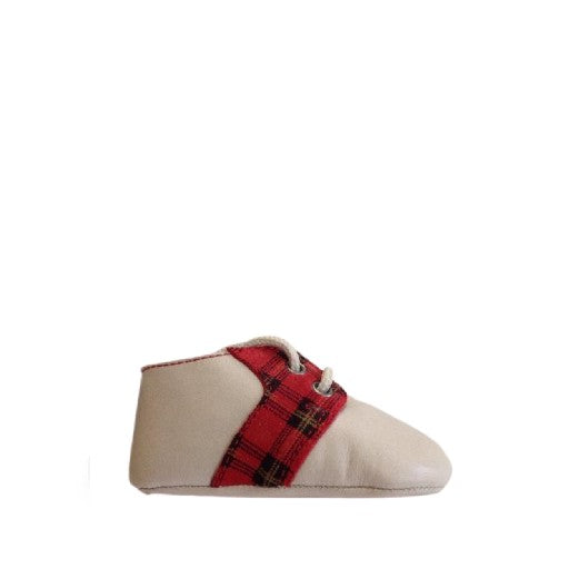 Beige prestapper met ruitmotief