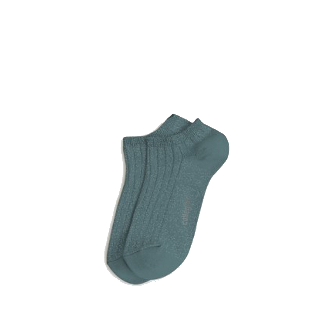 Blinkende turquoise enkelkousen met zilveren spikkel