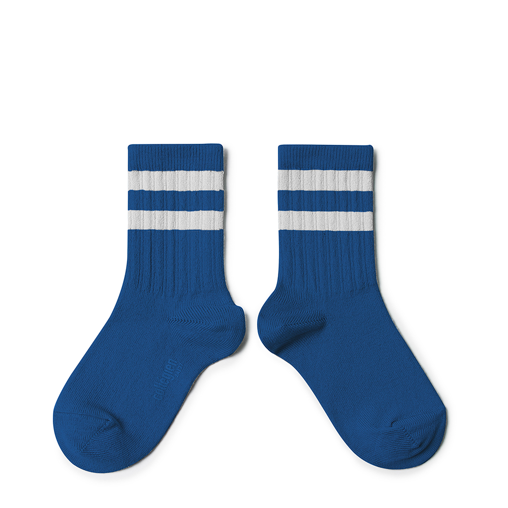 Blue socks with stripes