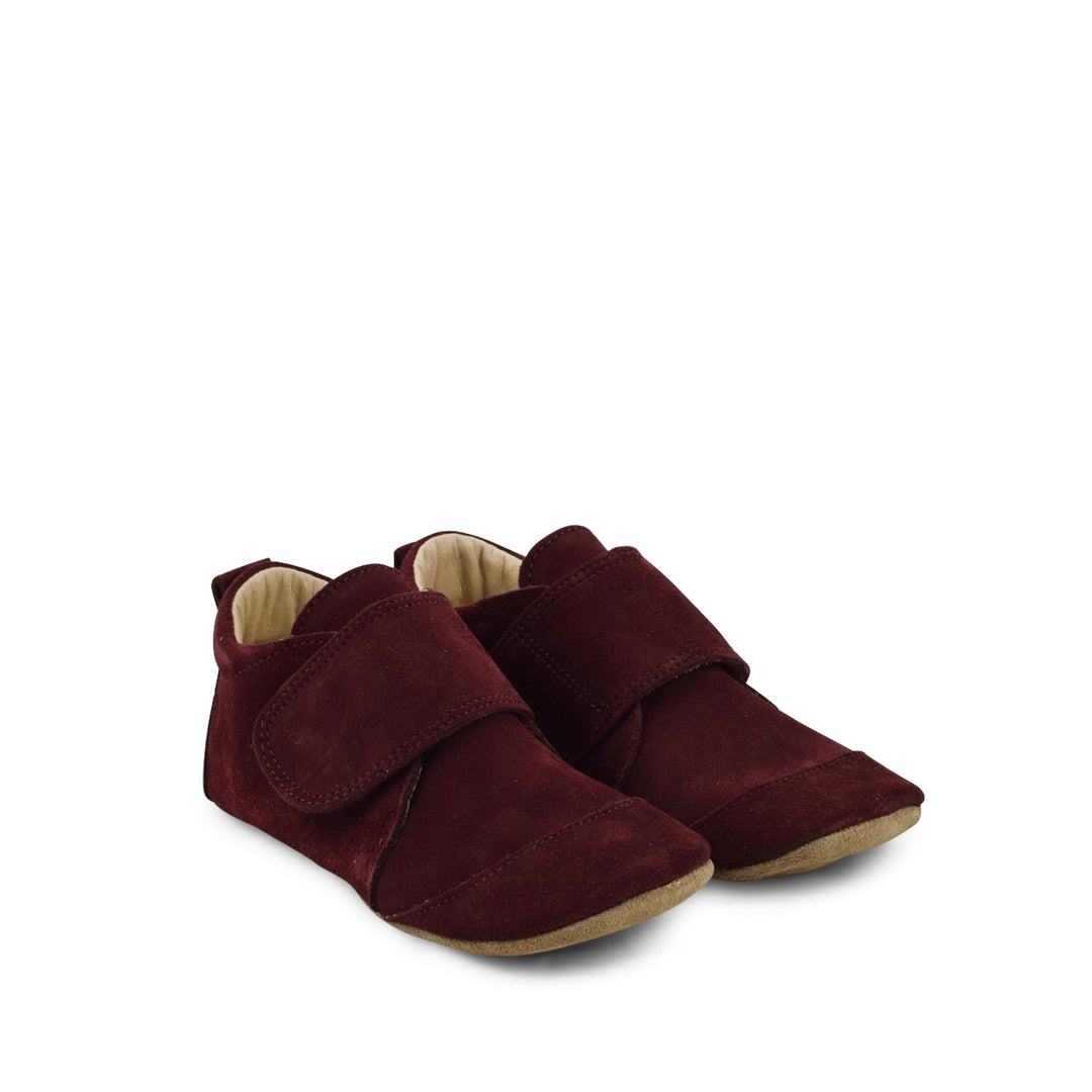 Leather velcro slipper burgundy
