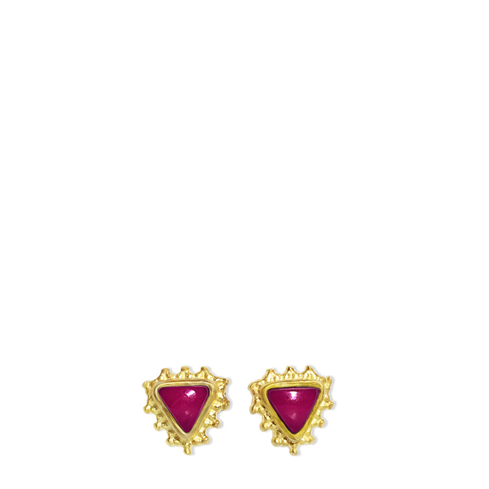 Ruby triangle earring