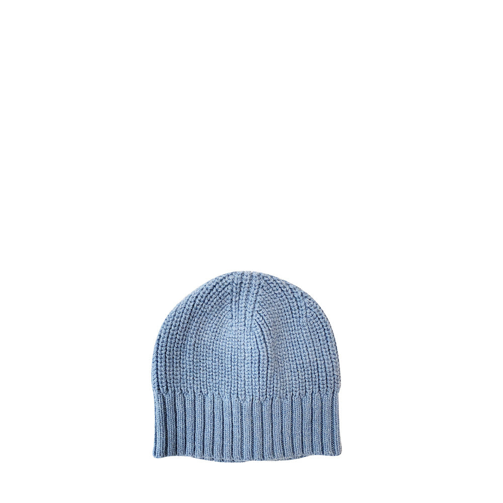 Blauwe gebreide muts