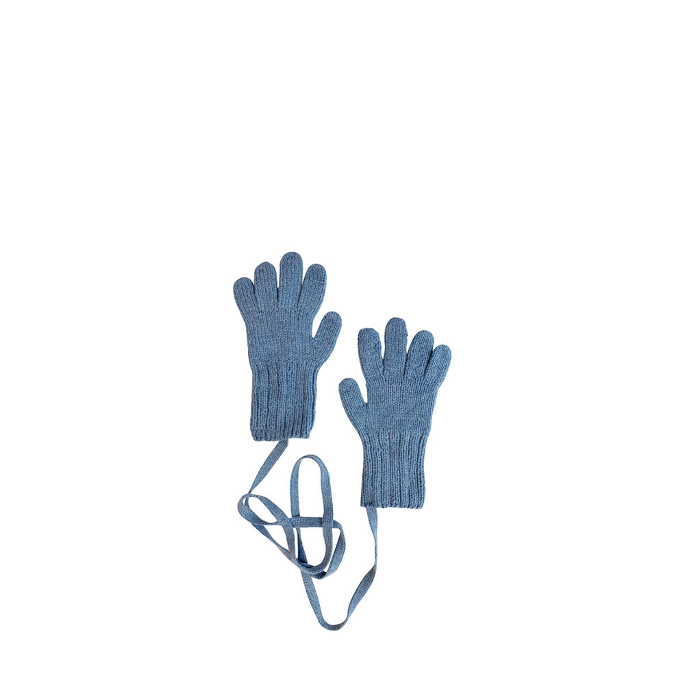 Light blue knitted mittens
