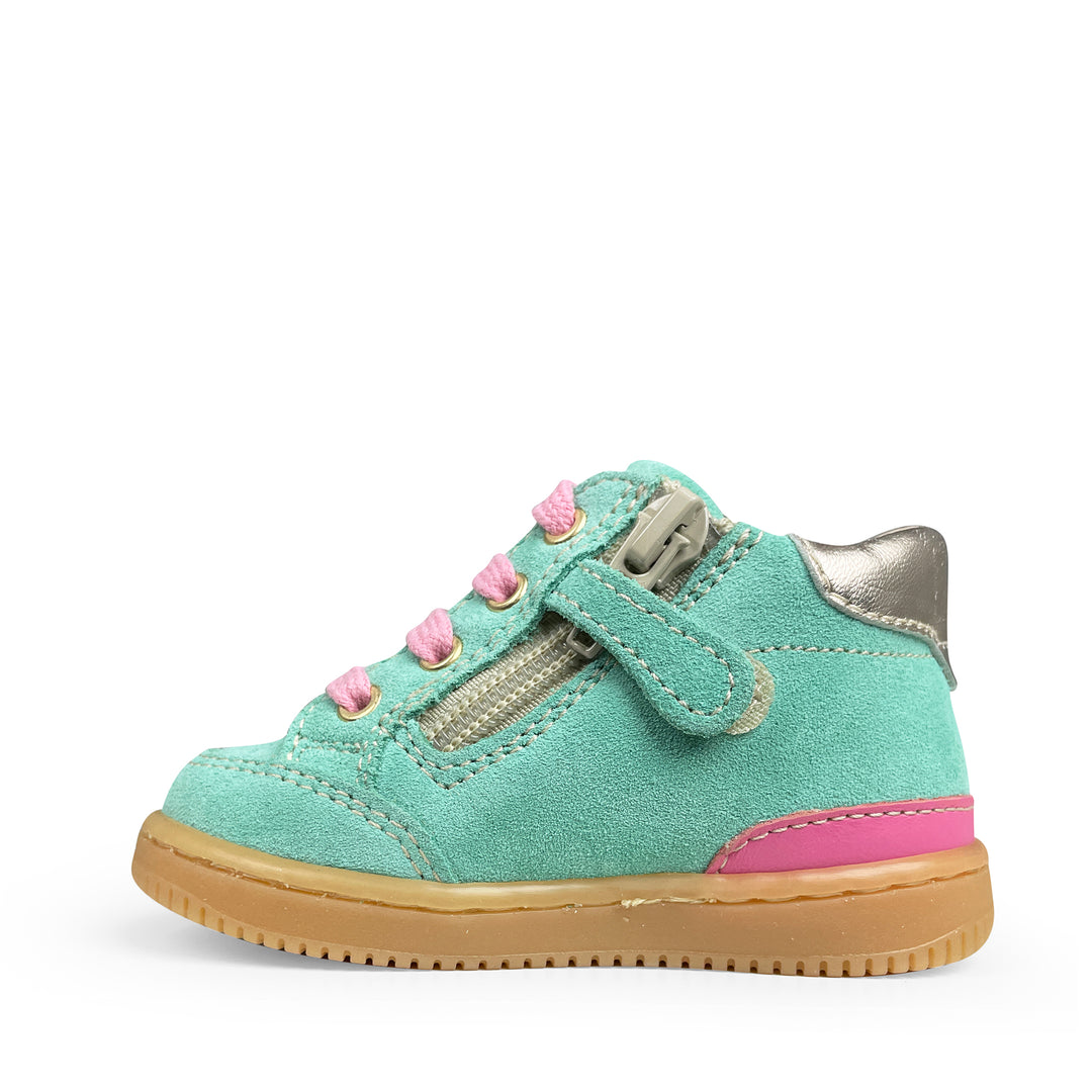 Sneaker groen en fuschia