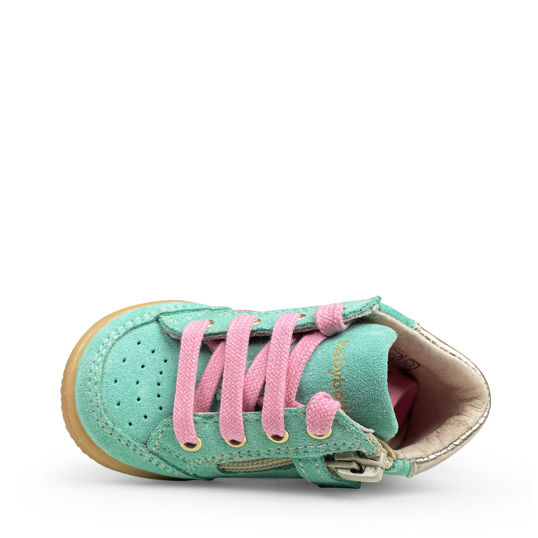 Sneaker groen en fuschia