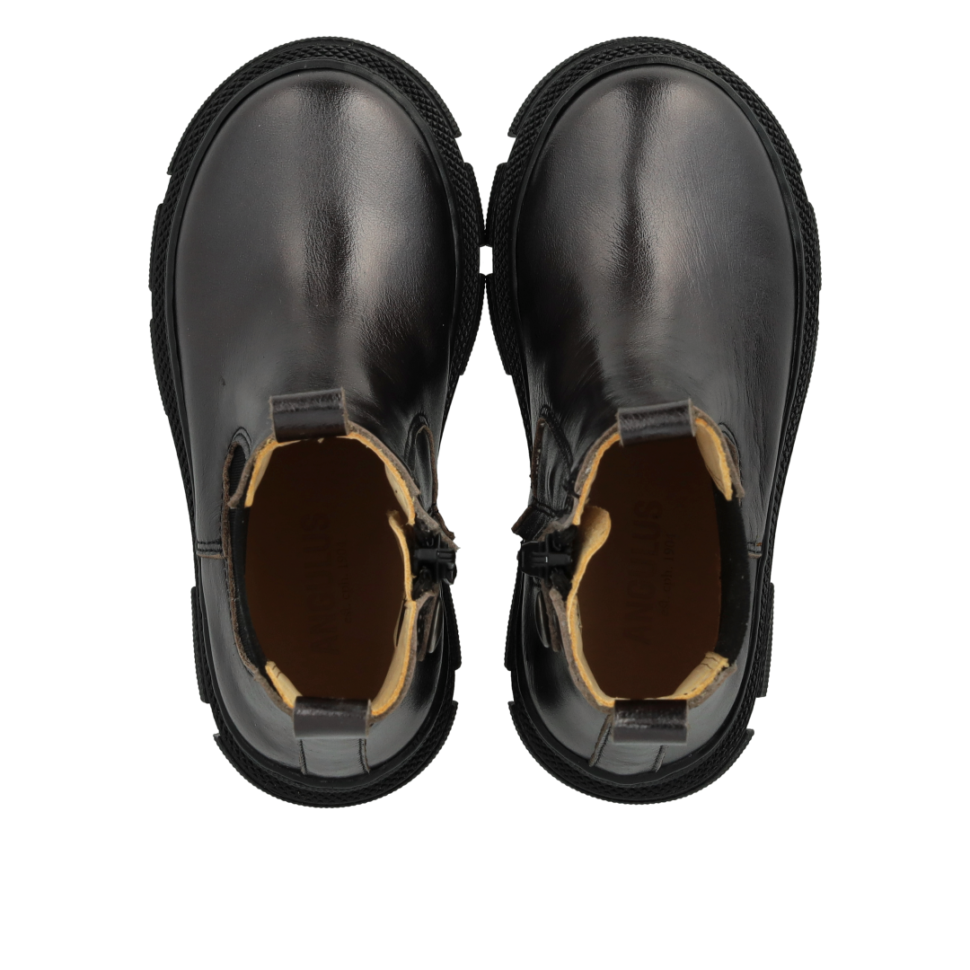 Bovenaanzicht van zwarte chelsea boots in leer voor meisjes – Angulus