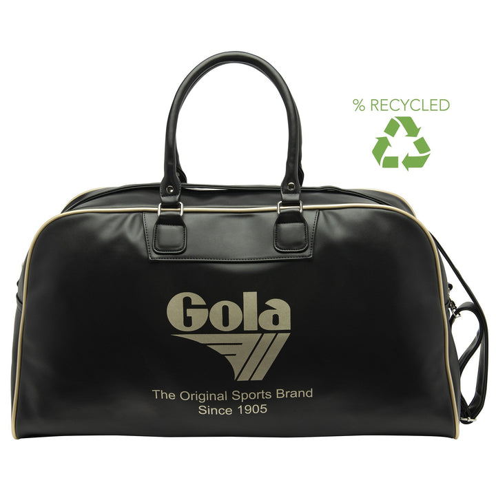 Gola Reynolds sporttas zwart met gouden details – vooraanzicht met logo.